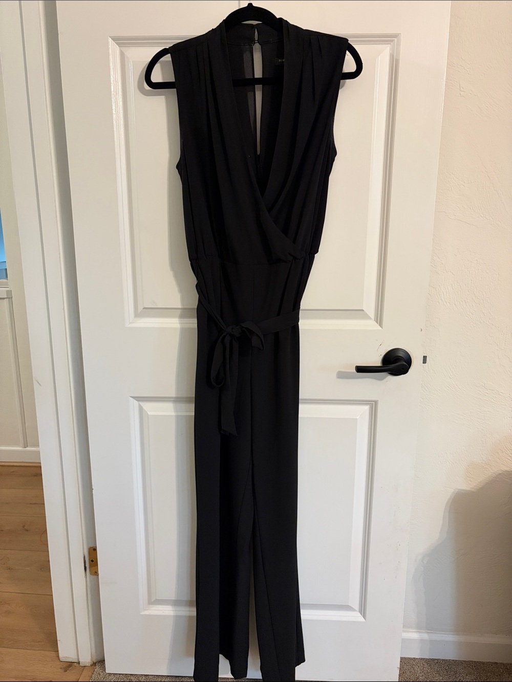 Banana Republic Black Sleeveless Wrap-Front Jumpsuit with Tie Waist